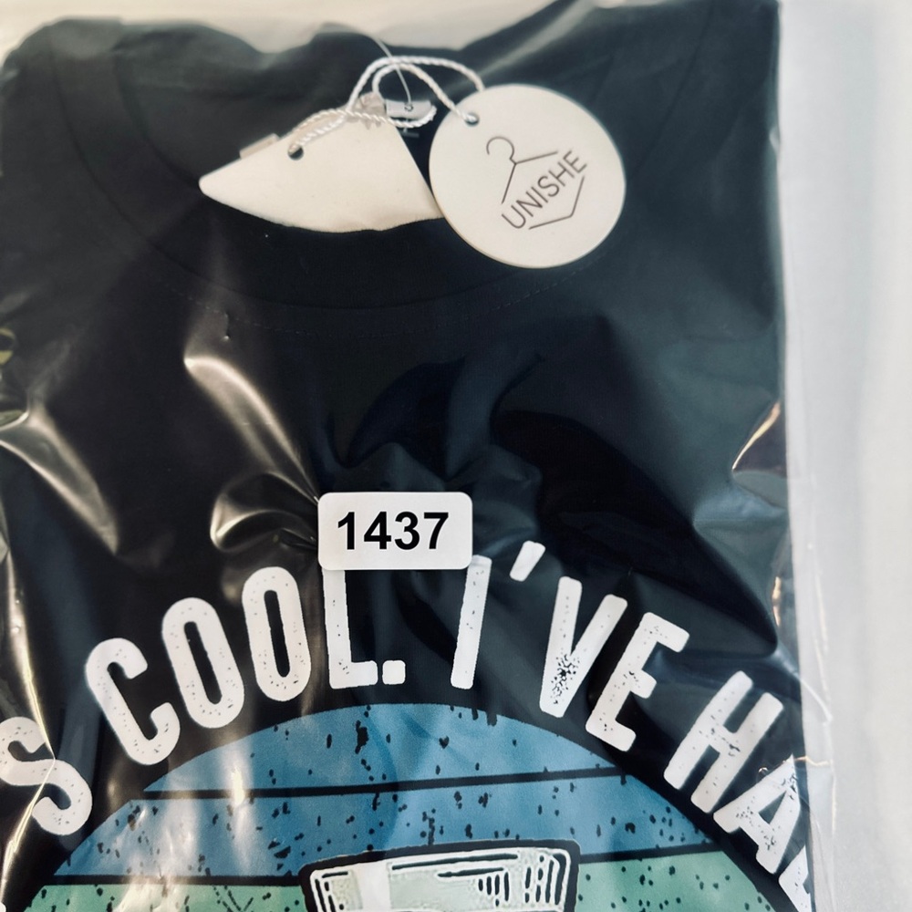 Graphic Tee - ITS COOL I’ve Had Both My Shots Tee Sz small BLACK NWT - Picture 11 of 11